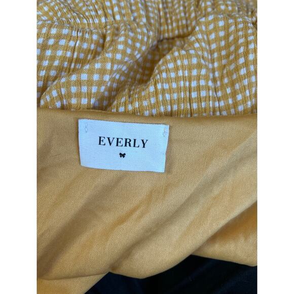 Everly Gingham yellow white checkered plaid knot tie tiered dress short SZ SM - Picture 4 of 8